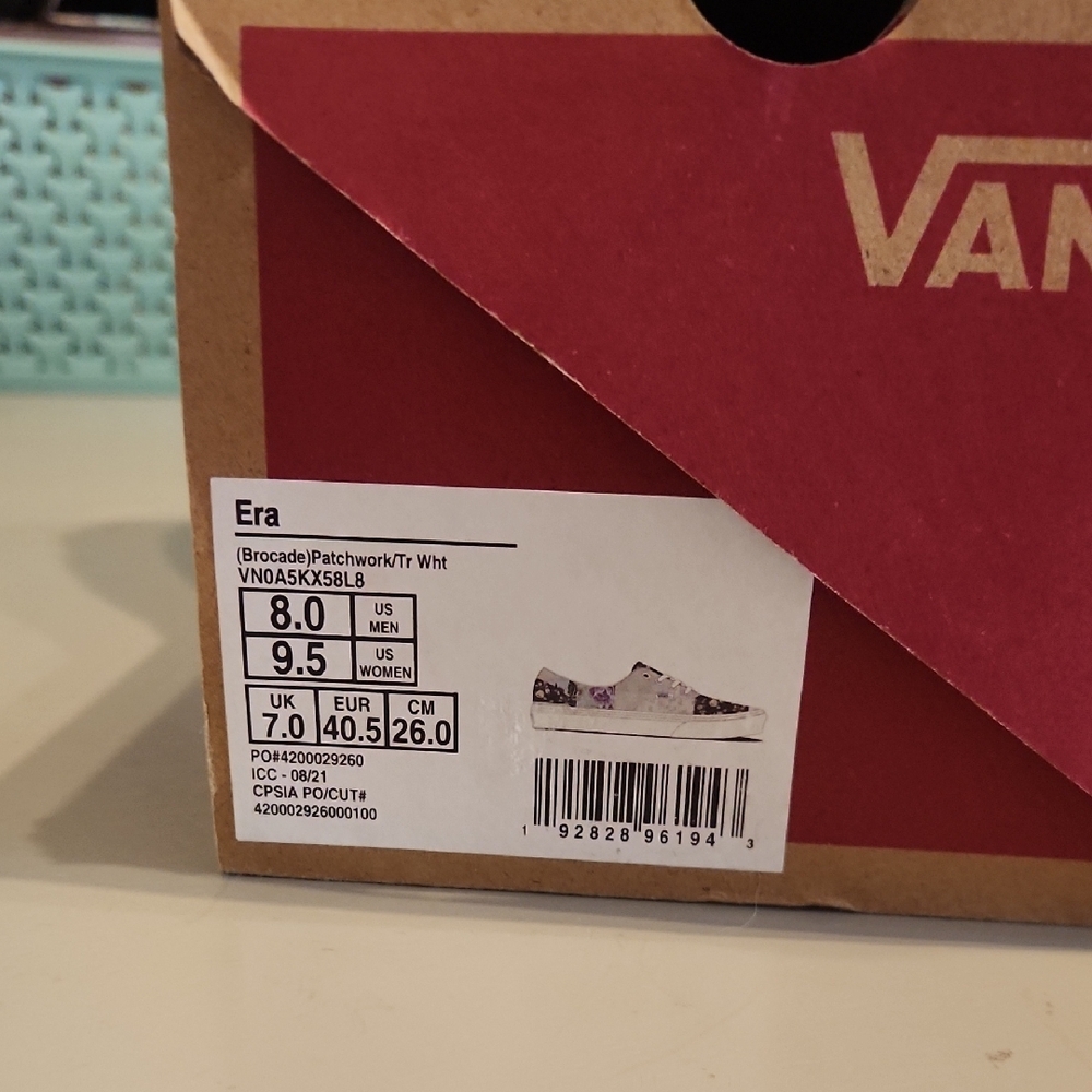 Vans White and Black Floral Patchwork Sneakers - Picture 2 of 5